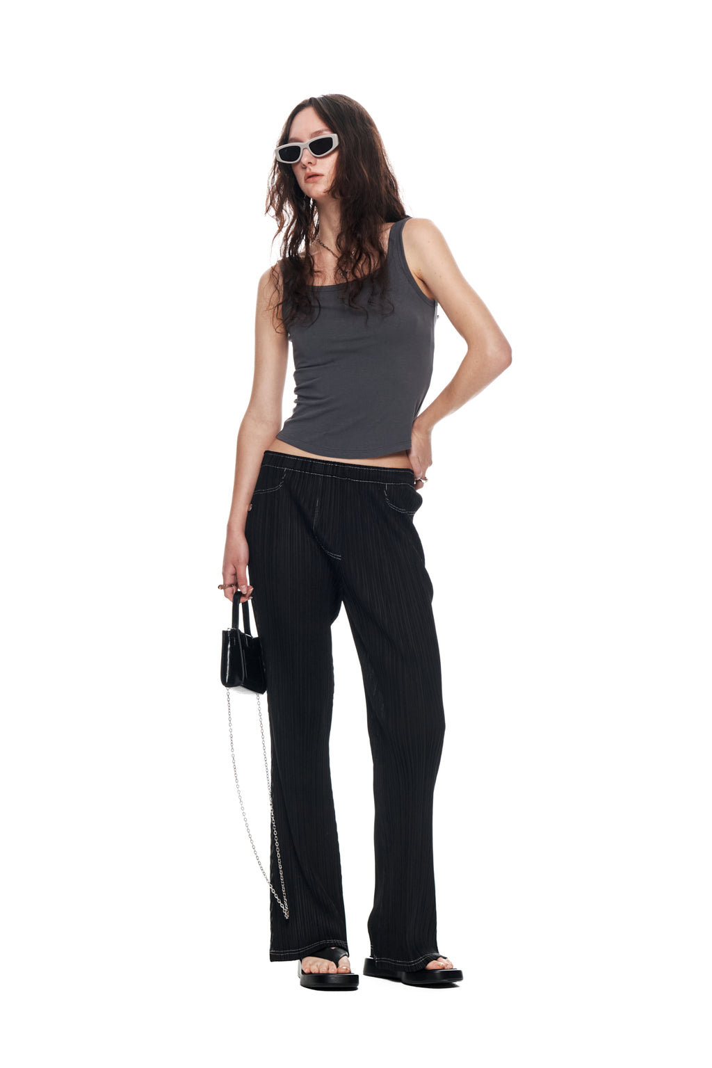 Matin Kim - Pleats Stitch Layered Pants (Black) product image 9 | TRAB K-Fashion Australia