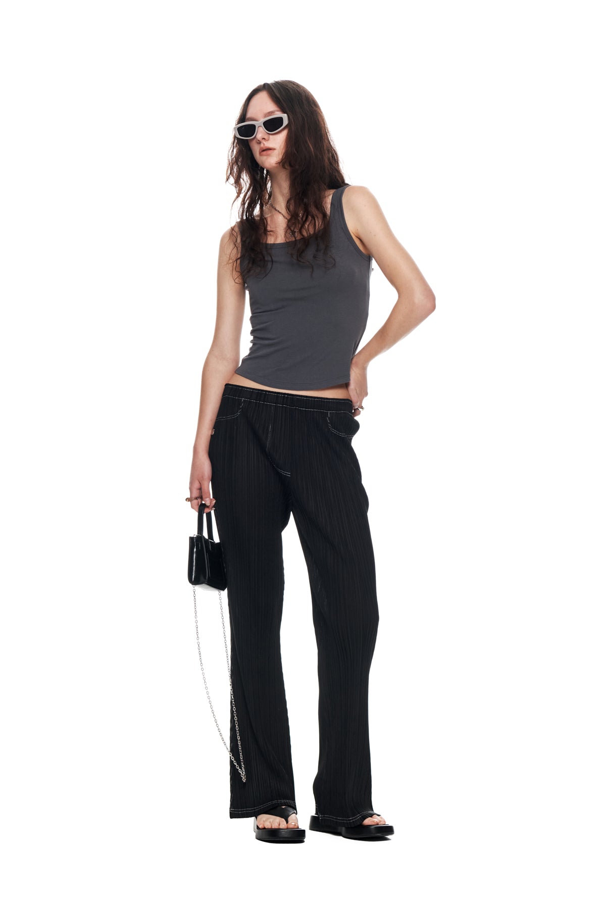Matin Kim - Pleats Stitch Layered Pants (Black) product image 9 | TRAB K-Fashion Australia