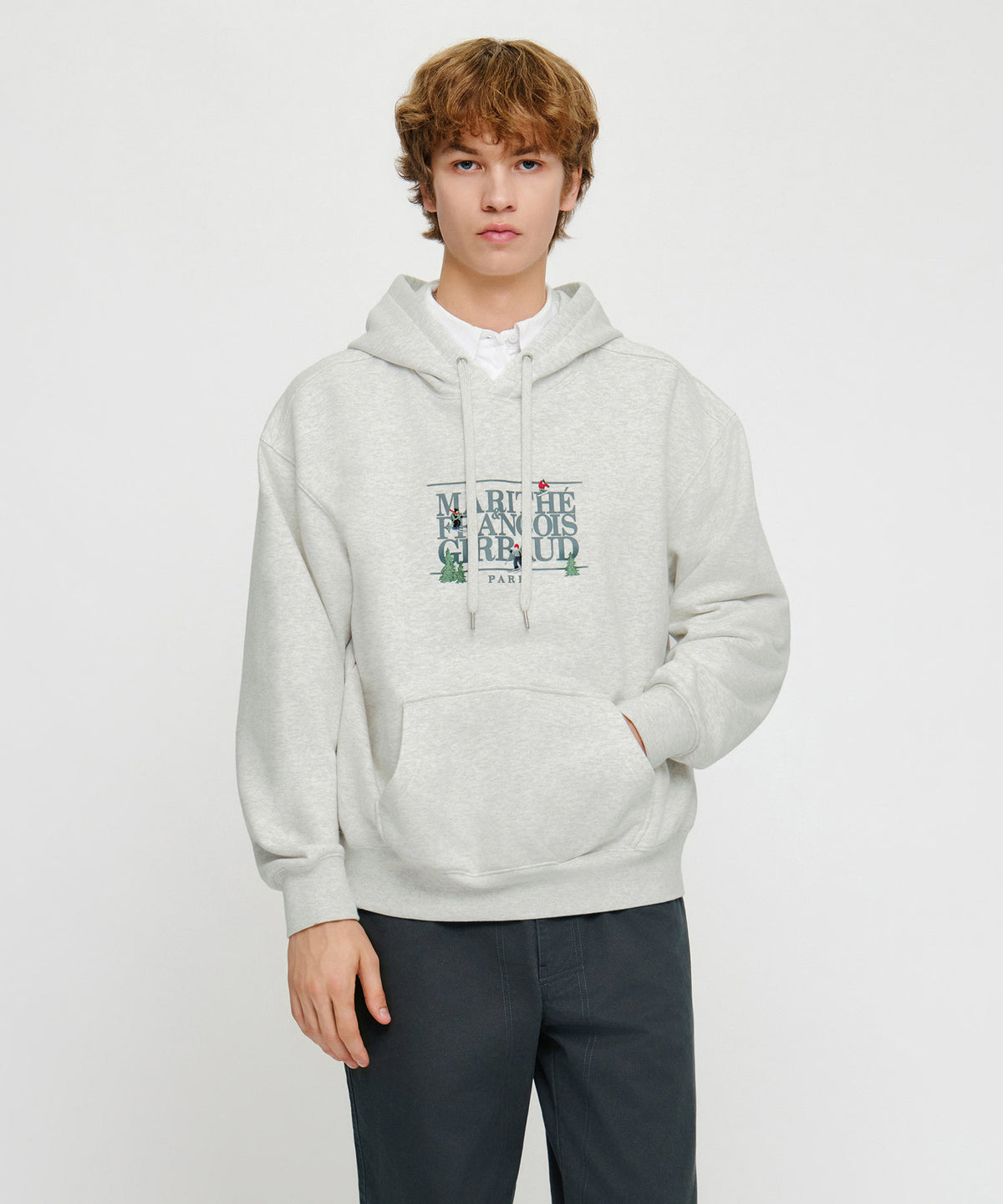 Marithe & Francois Girbaud - Alpes Classic Logo Oversized Hoodie (brushed) (Light Heather Gray) product image 1 | TRAB K-Fashion Australia