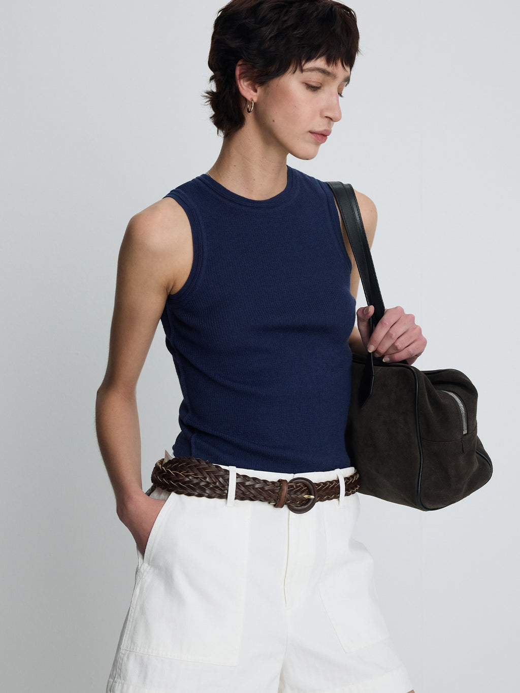 Tonywack - Wool Cashmere Ribbed Tank Top (Navy) product image 6 | TRAB K-Fashion Australia