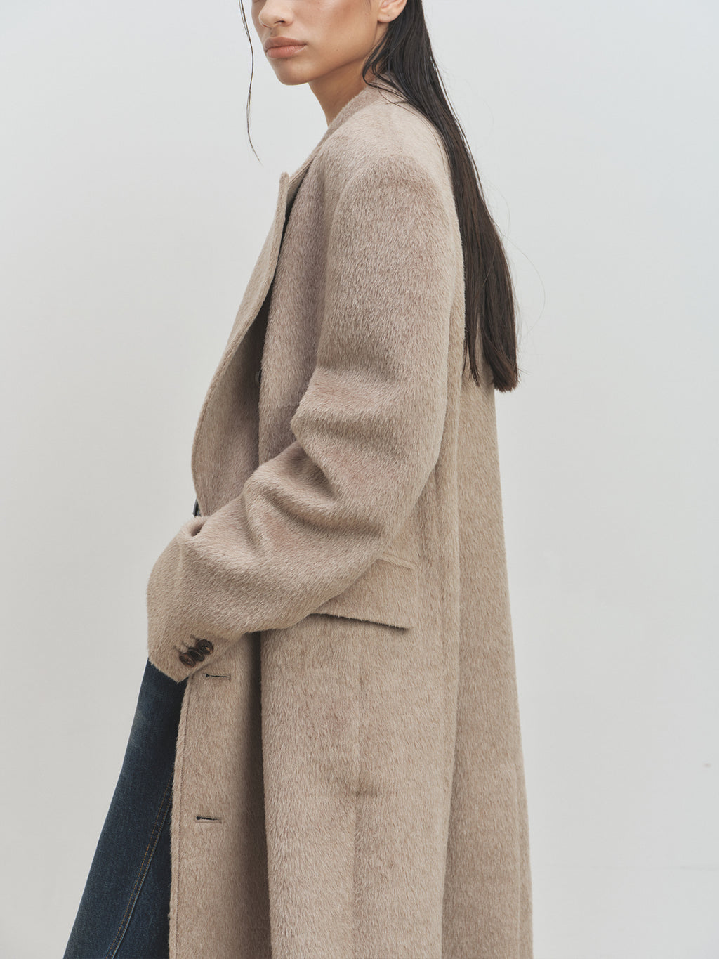 Tonywack - Wool And Alpaca Fitted Double-Breasted Maxi Coat (Beige) product image 8 | TRAB K-Fashion Australia