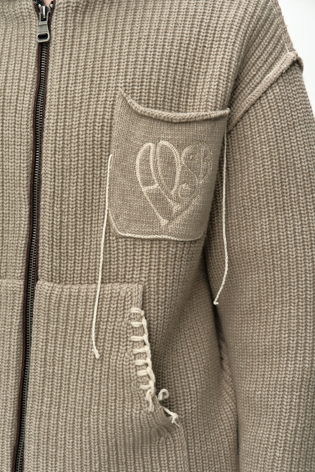 Andersson Bell - Unisex Heart Logo Hood Zip-Up Sweater (Beige) product image 12 | TRAB K-Fashion Australia