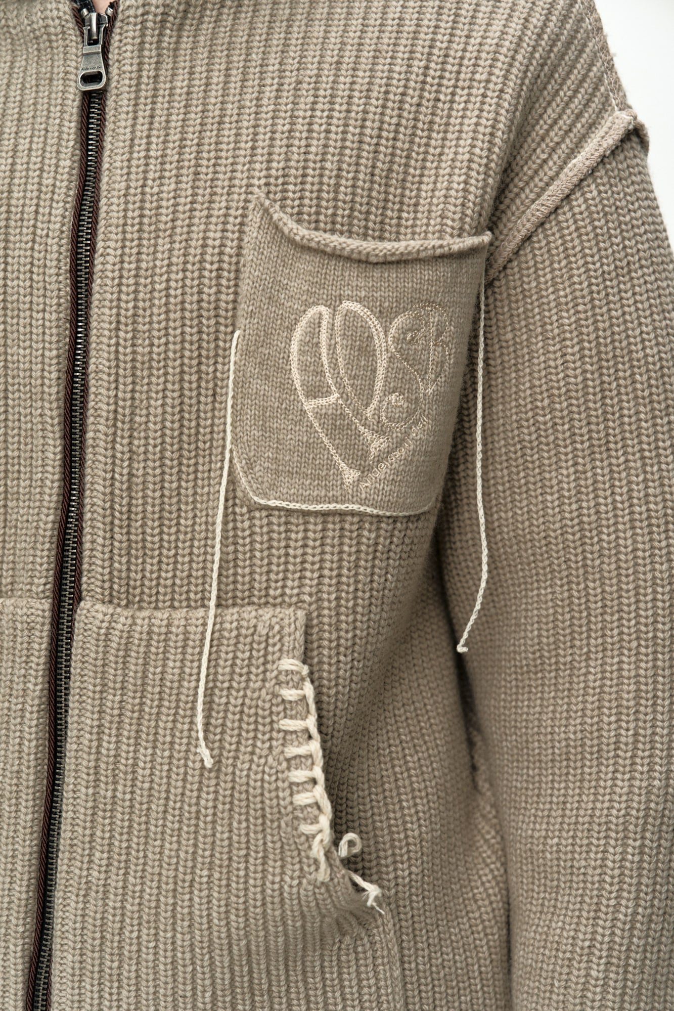 Andersson Bell - Unisex Heart Logo Hood Zip-Up Sweater (Beige) product image 12 | TRAB K-Fashion Australia