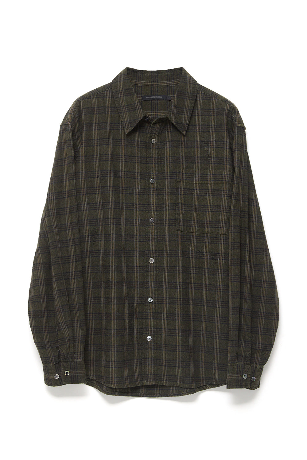 Hatchingroom - Museum Shirt Herringbone Check (Over Dyed Khaki) product image 1 | TRAB K-Fashion Australia