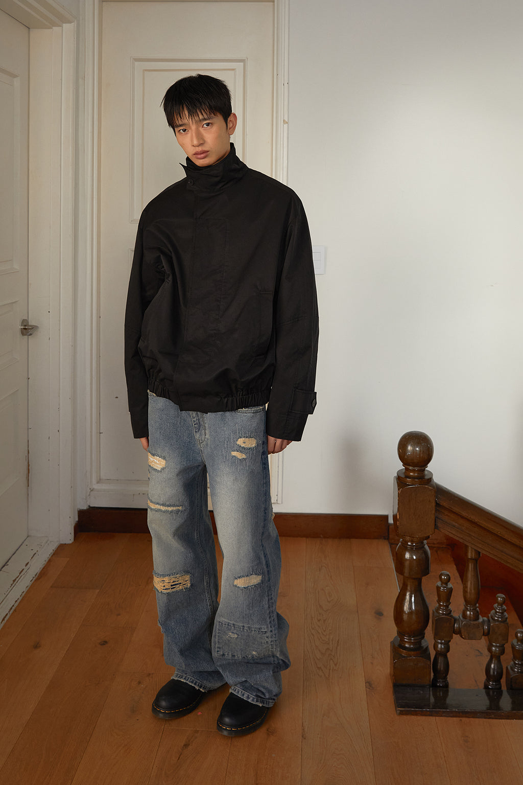 Matin Kim - Destroyed Vintage Wide Denim Pants (Light Blue) product image 12 | TRAB K-Fashion Australia