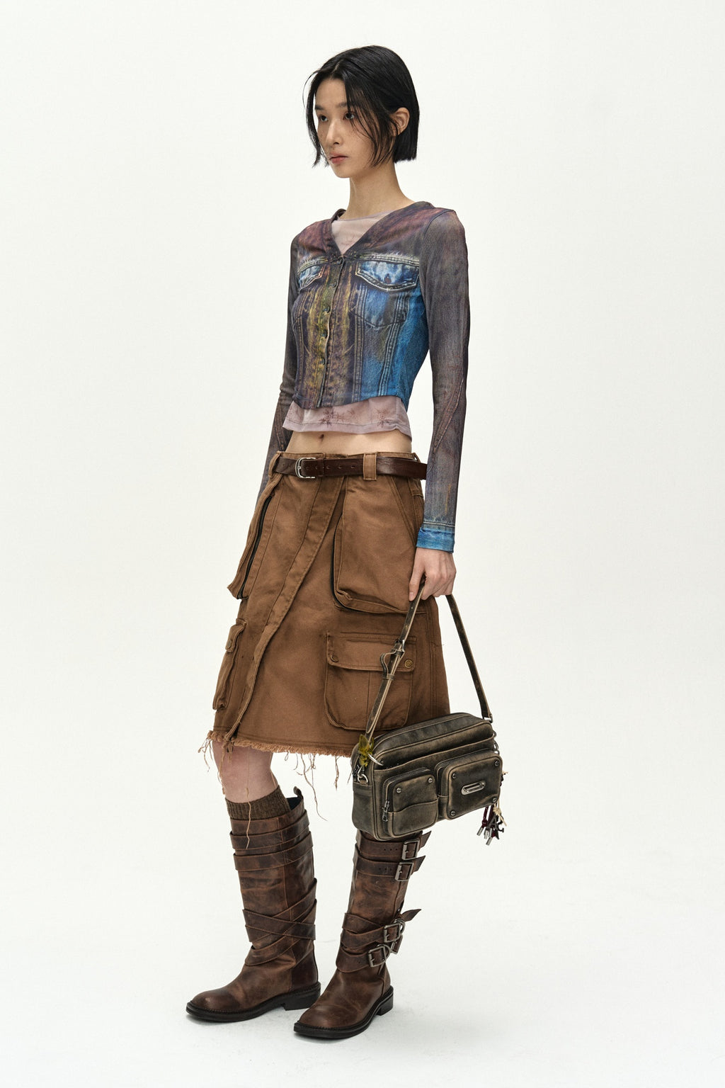 Andersson Bell - Cargo Pocket Wrap Skirt (Brown) product image 11 | TRAB K-Fashion Australia