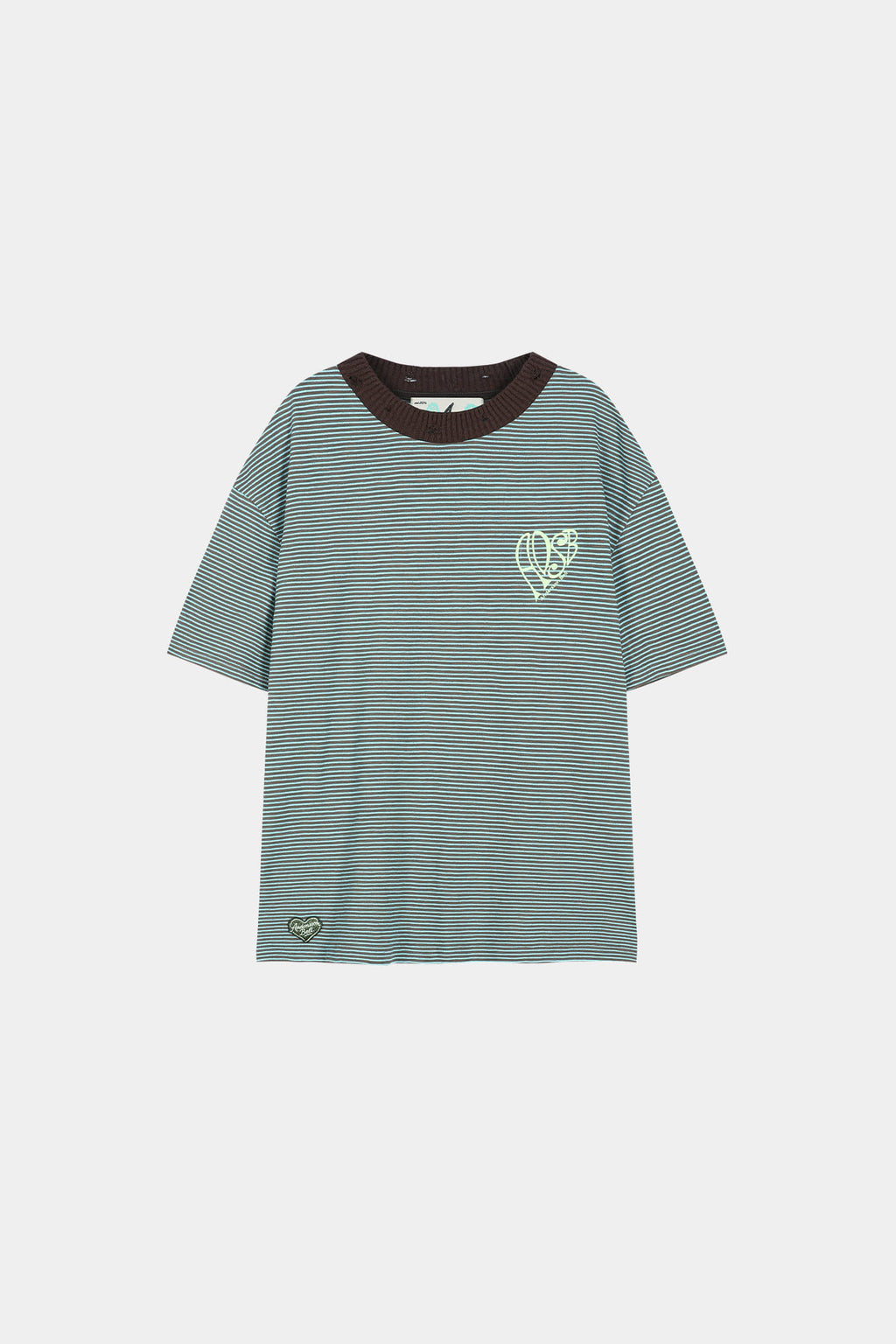 Andersson Bell - (essential) Heart Logo Stripe T-Shirt (Choco/Mint) product image 7 | TRAB K-Fashion Australia