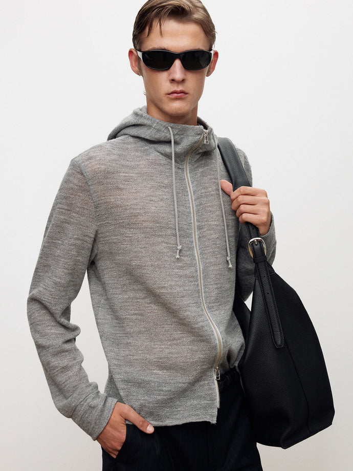 Tonywack - Light Wool Hooded Zip Jacket (Melange Grey) product image 8 | TRAB K-Fashion Australia