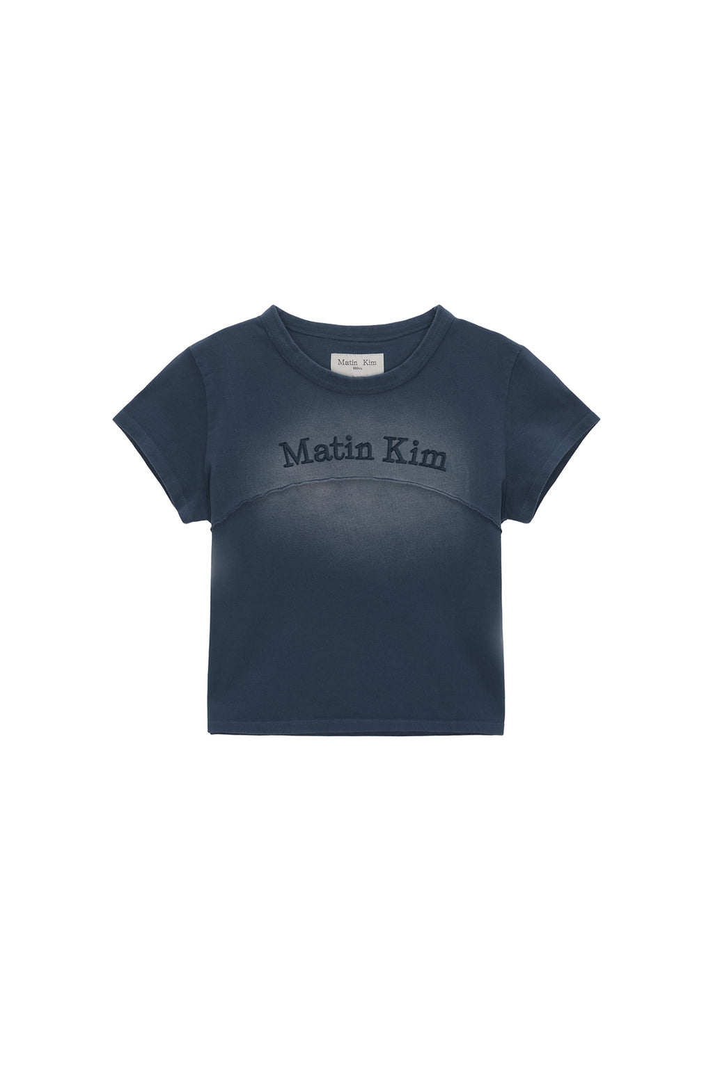 Matin Kim - Pigment Cut Out Logo Crop Top (Smoke Blue) product image 1 | TRAB K-Fashion Australia