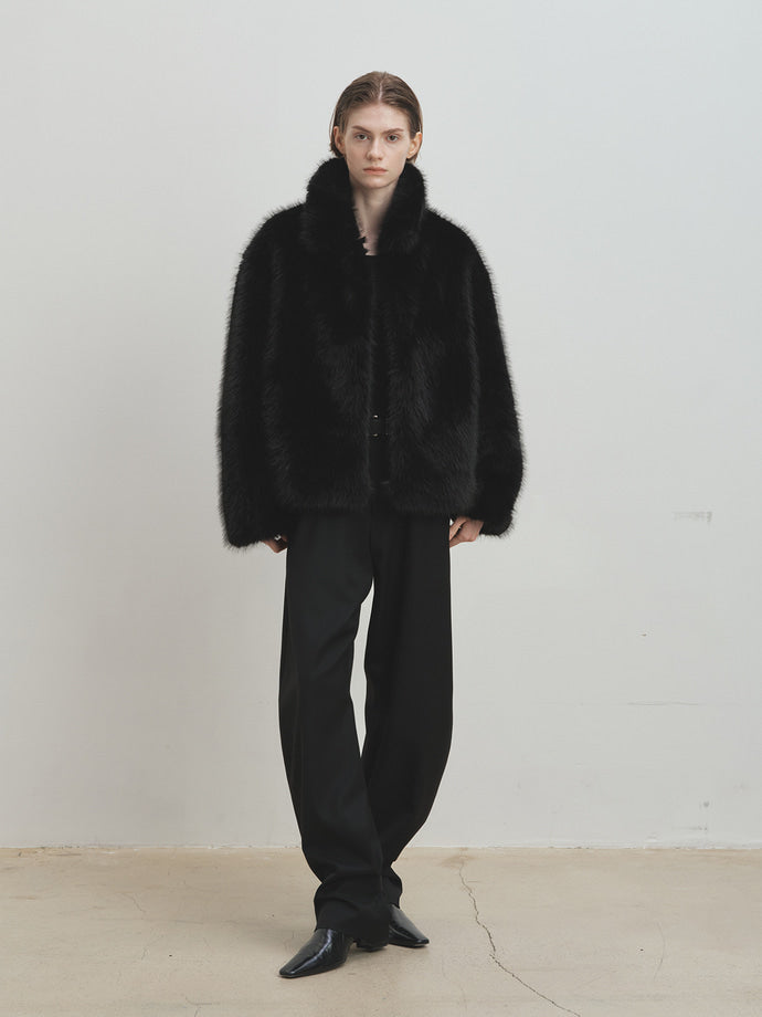 Tonywack - Faux Fur Relaxed Blouson (Black) product image 2 | TRAB K-Fashion Australia