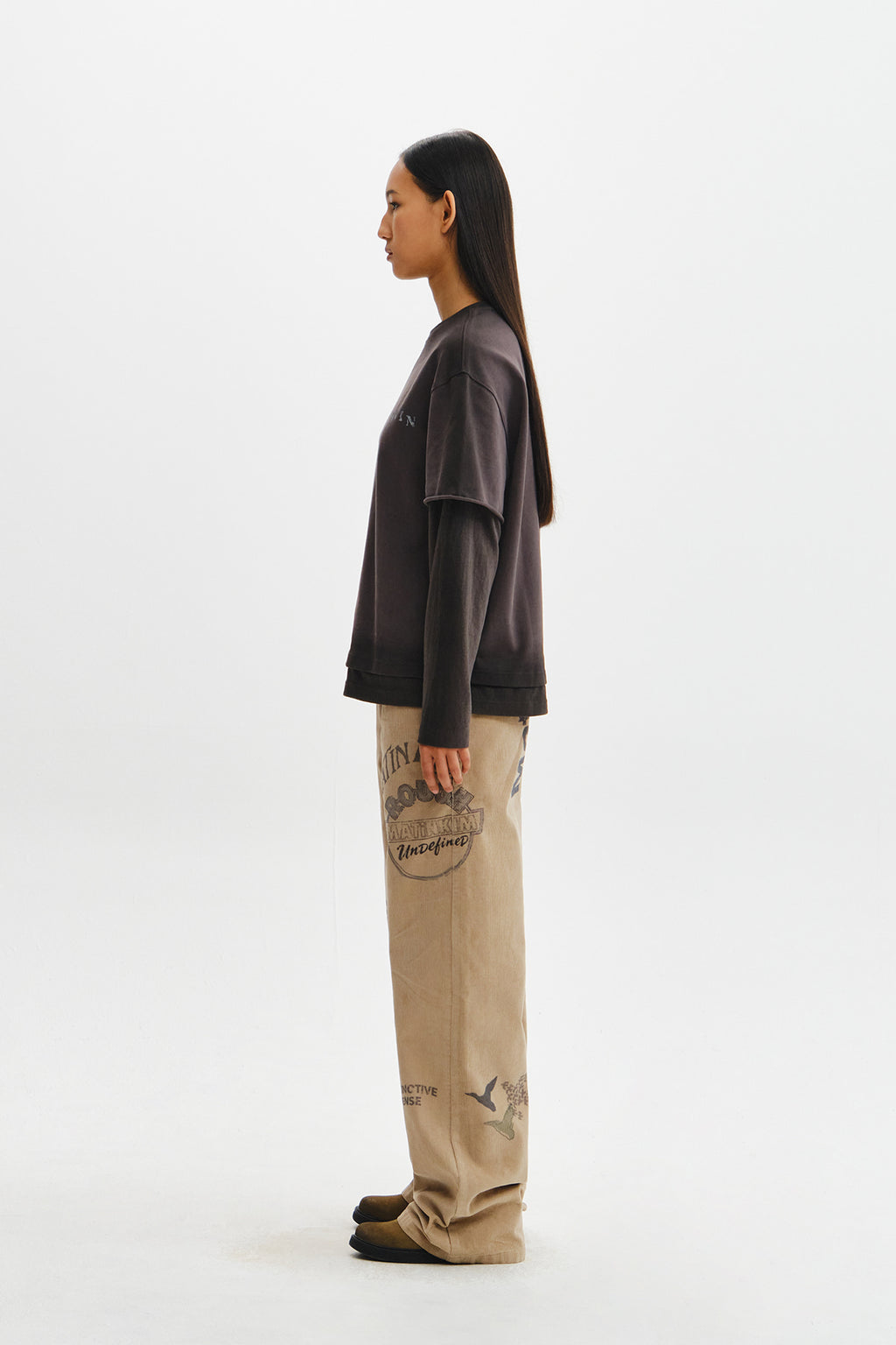 Matin Kim - Dust Washed Logo Layered Top (Charcoal) product image 8 | TRAB K-Fashion Australia