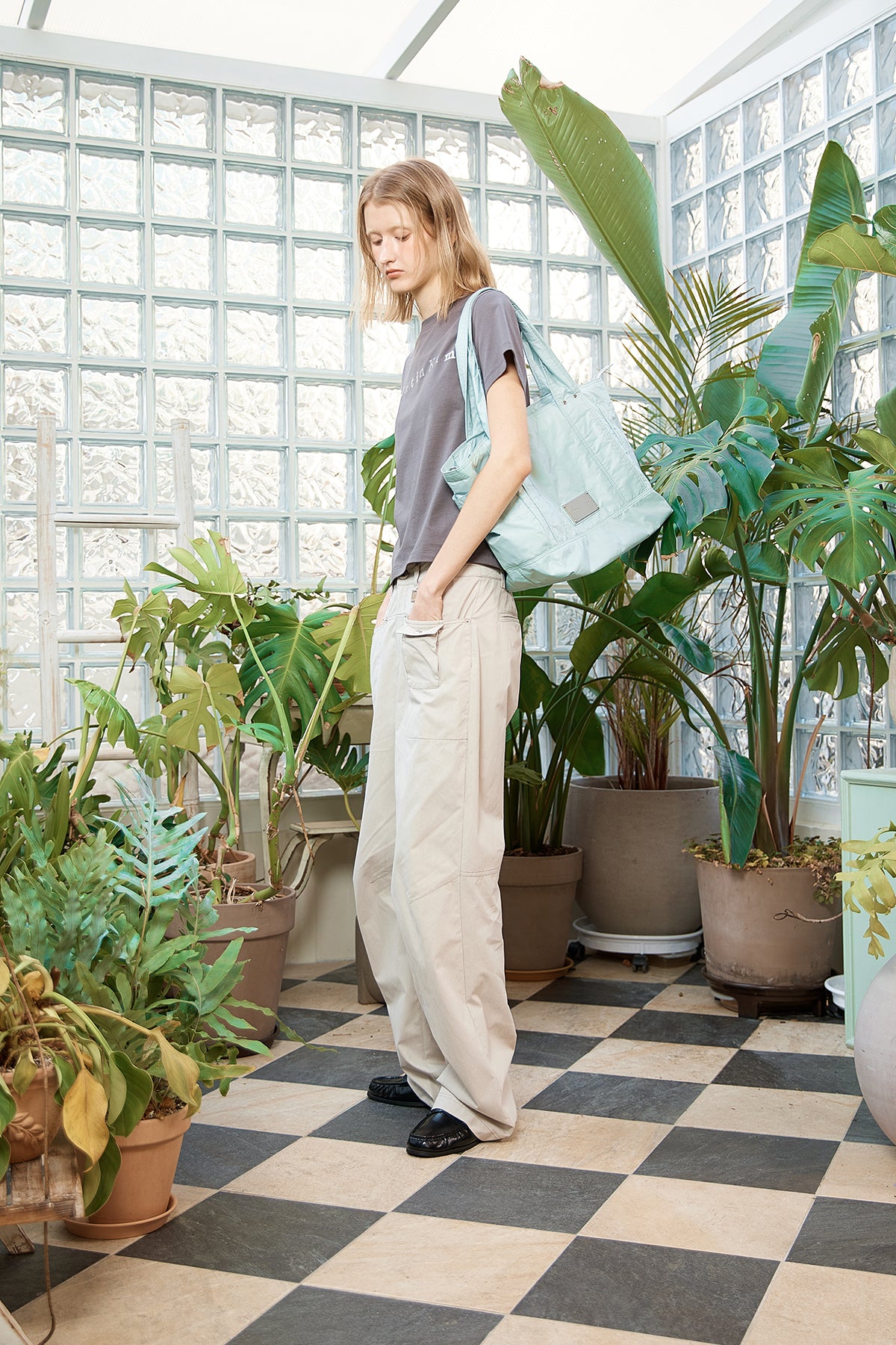 Matin Kim - Sticker Graphic Logo Top (Charcoal) product image 7 | TRAB K-Fashion Australia