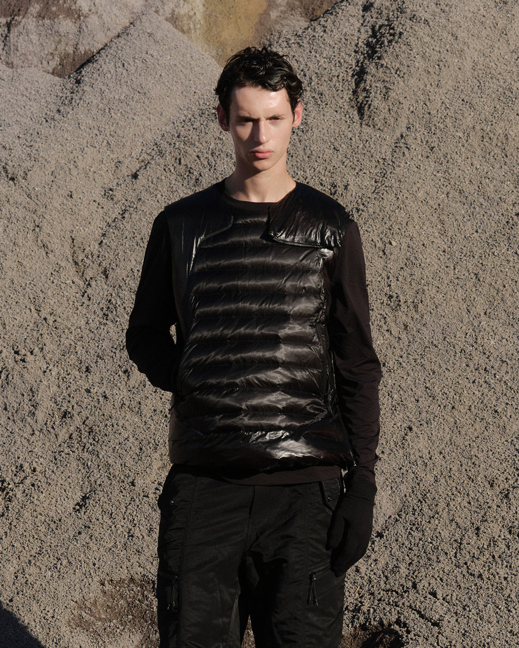 Eastlogue - Asymmetric Bullet Proof Down Vest (Black) product image 1 | TRAB K-Fashion Australia