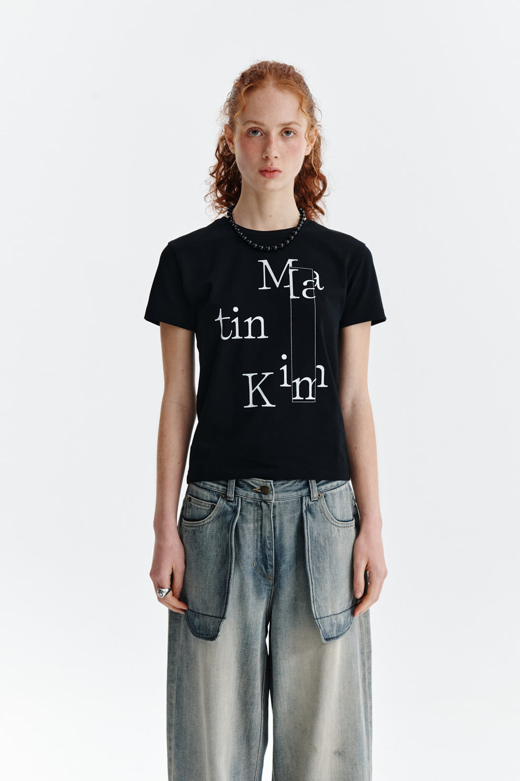 Matin Kim - Patchwork Graphic Printing Logo Top (Black) product image 11 | TRAB K-Fashion Australia