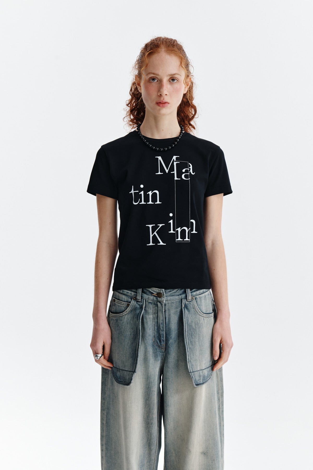 Matin Kim - Patchwork Graphic Printing Logo Top (Black) product image 11 | TRAB K-Fashion Australia
