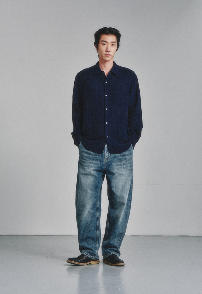Art if acts - Washed Gauze Shirt (Navy) product image 1 | TRAB K-Fashion Australia