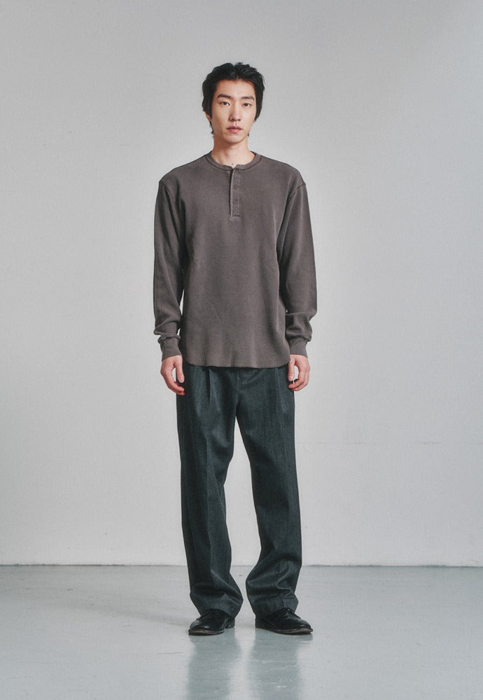 Art if acts - Garment Dyed Waffle Henley (Faded Charcoal) product image 1 | TRAB K-Fashion Australia