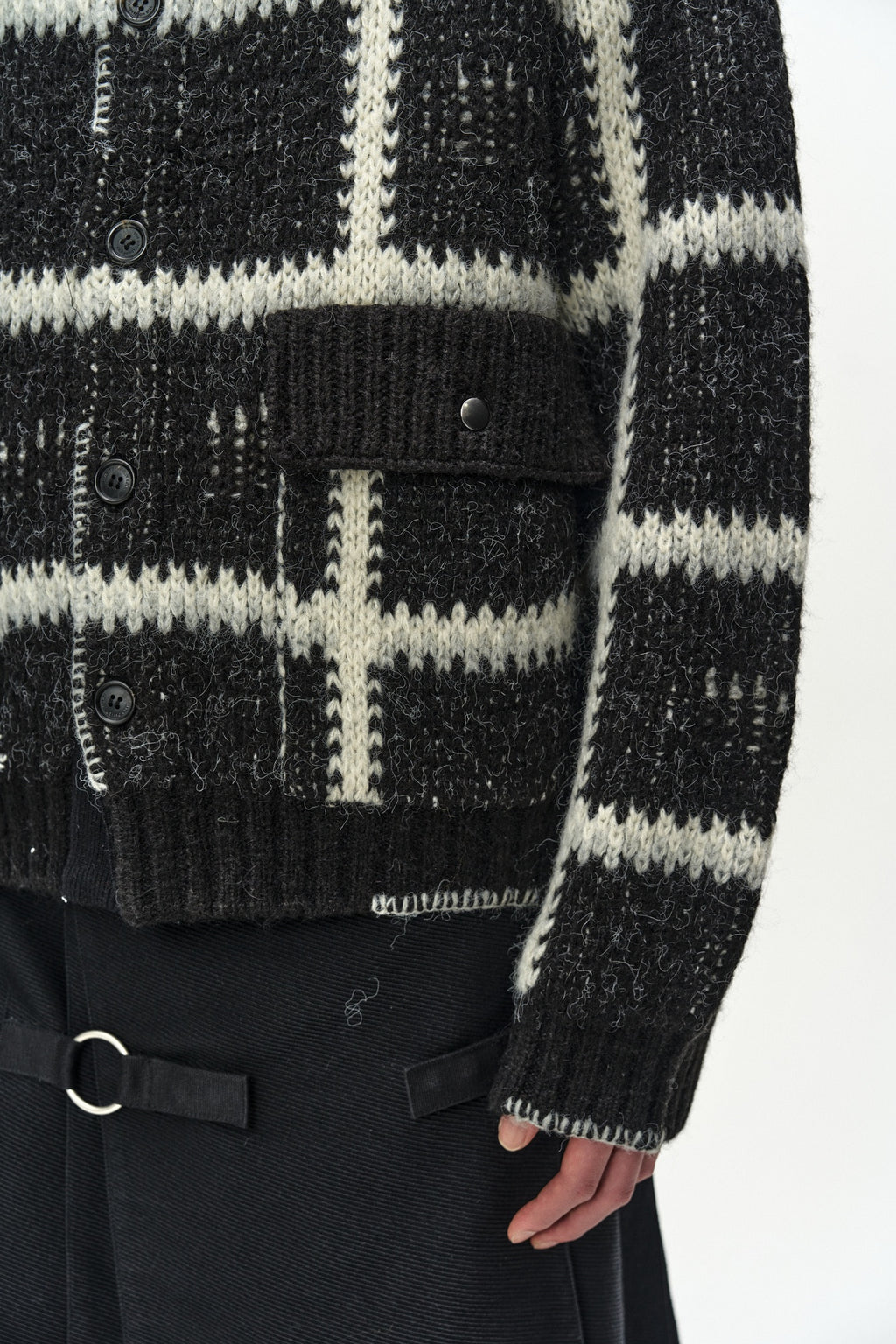 Andersson Bell - Shaggy Check Button Cardigan (Black) product image 7 | TRAB K-Fashion Australia