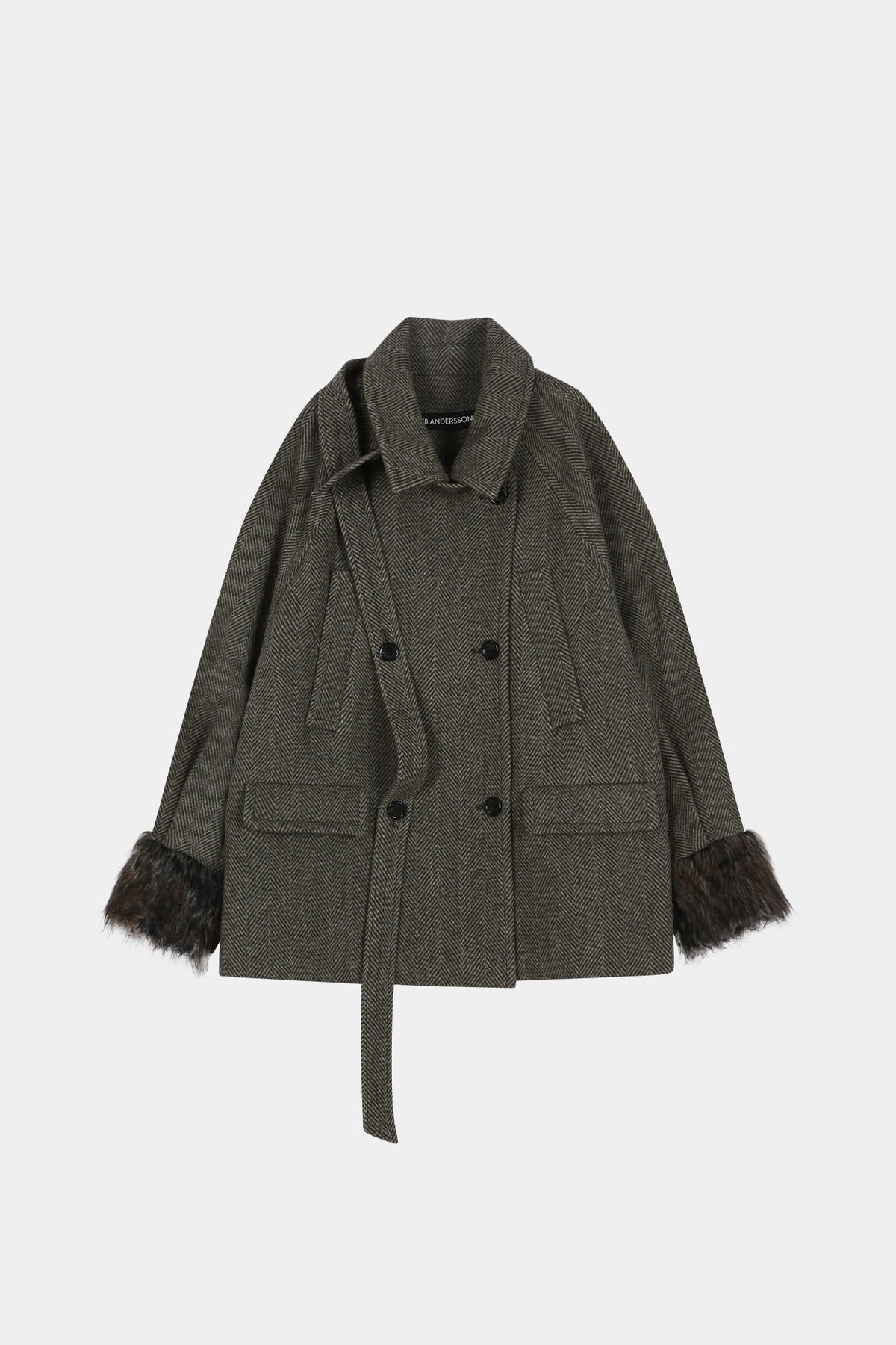 Andersson Bell - Fur Cuff High Neck Coat (Brown) product image 10 | TRAB K-Fashion Australia