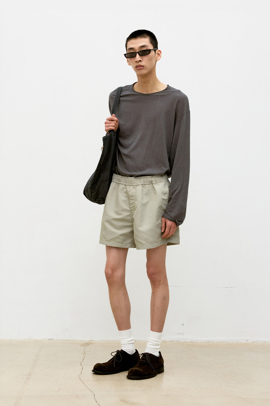 Coor - Puckering Nylon Tech Shorts (Beige) product image 2 | TRAB K-Fashion Australia