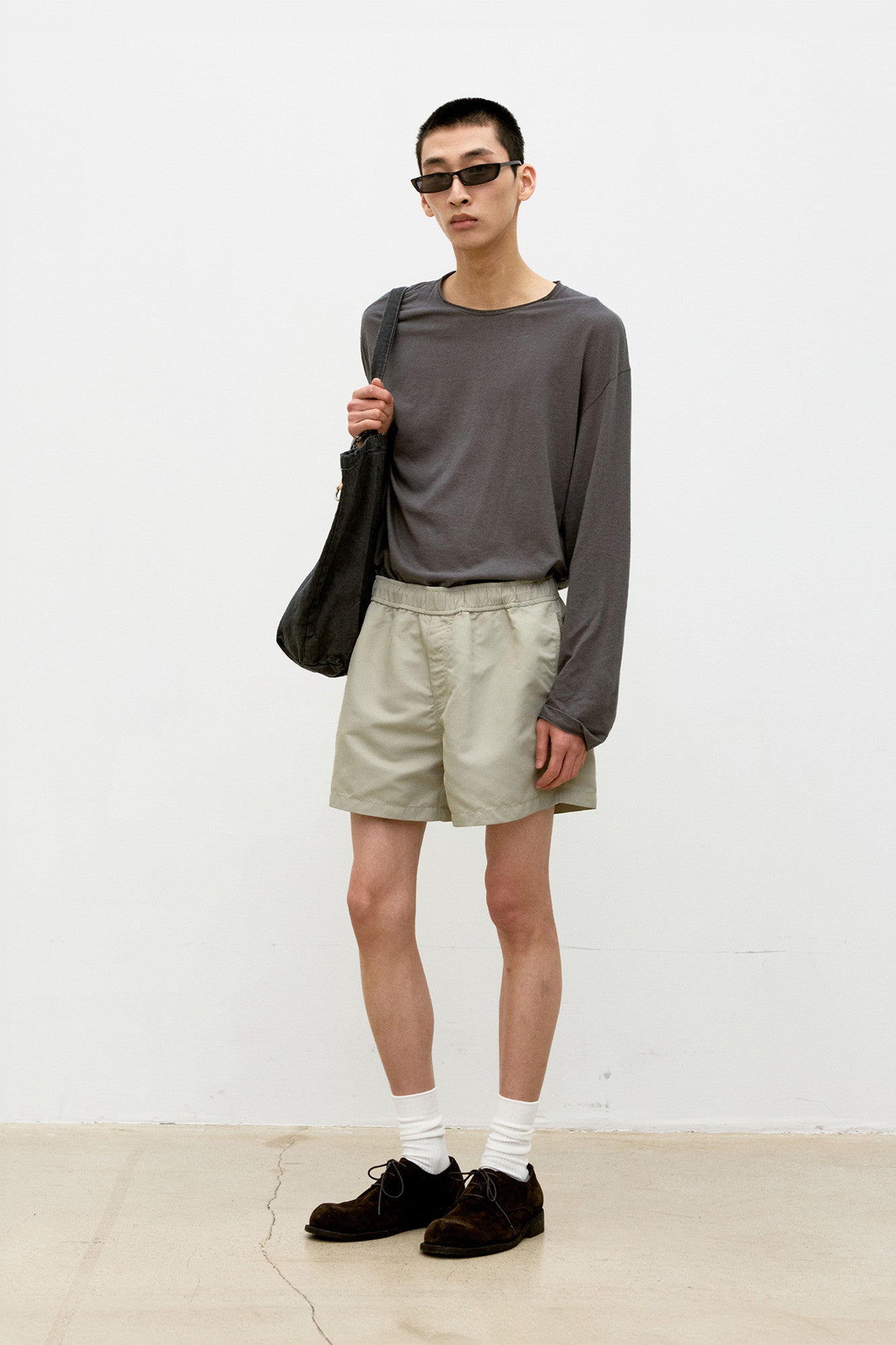 Coor - Puckering Nylon Tech Shorts (Beige) product image 2 | TRAB K-Fashion Australia