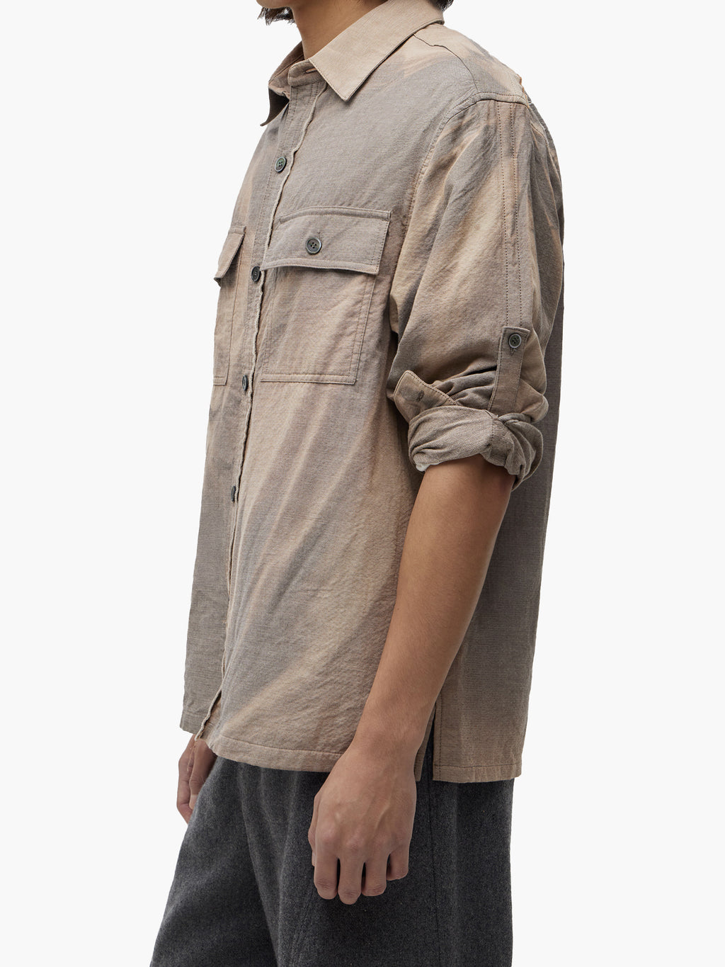 Jiyong Kim - Sun-Bleached Raw-Edge Shirt (Beige) product image 8 | TRAB K-Fashion Australia
