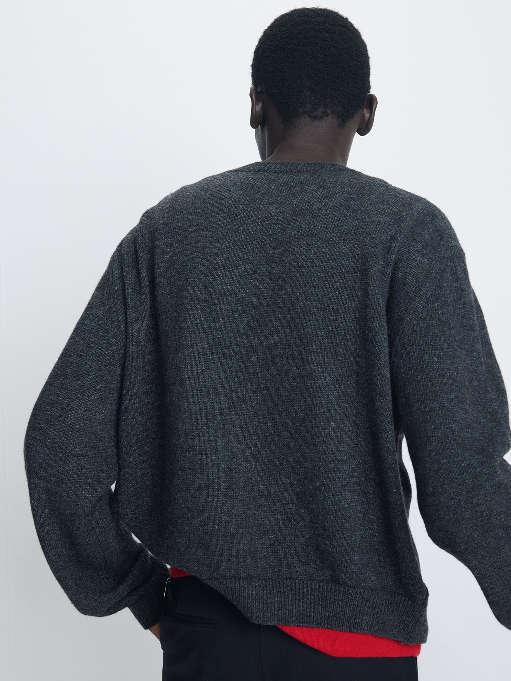 Tonywack - Wool And Cashmere Layered Cardigan (Charcoal/Red) product image 4 | TRAB K-Fashion Australia