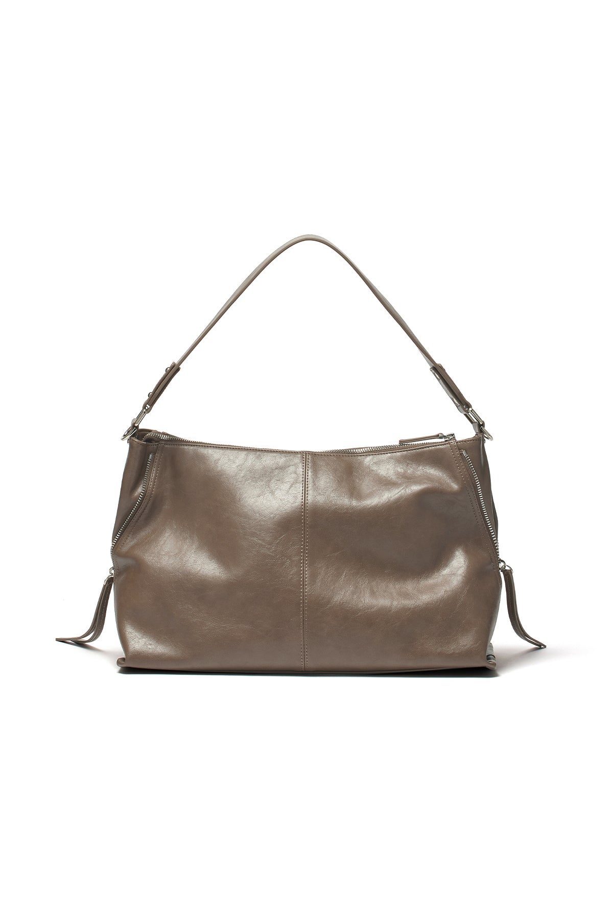Matin Kim - Side Zipper Shoulder Bag (Dark Brown) product image 5 | TRAB K-Fashion Australia