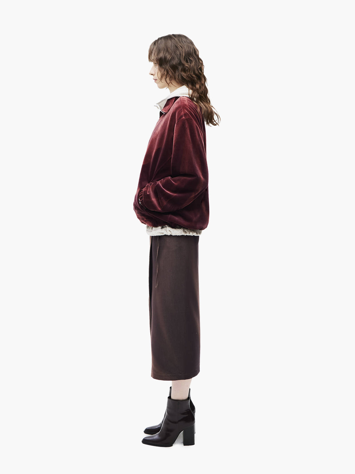 Jiyong Kim - Sun-Bleached Half-Zip Sweatshirt (Burgundy) product image 3 | TRAB K-Fashion Australia