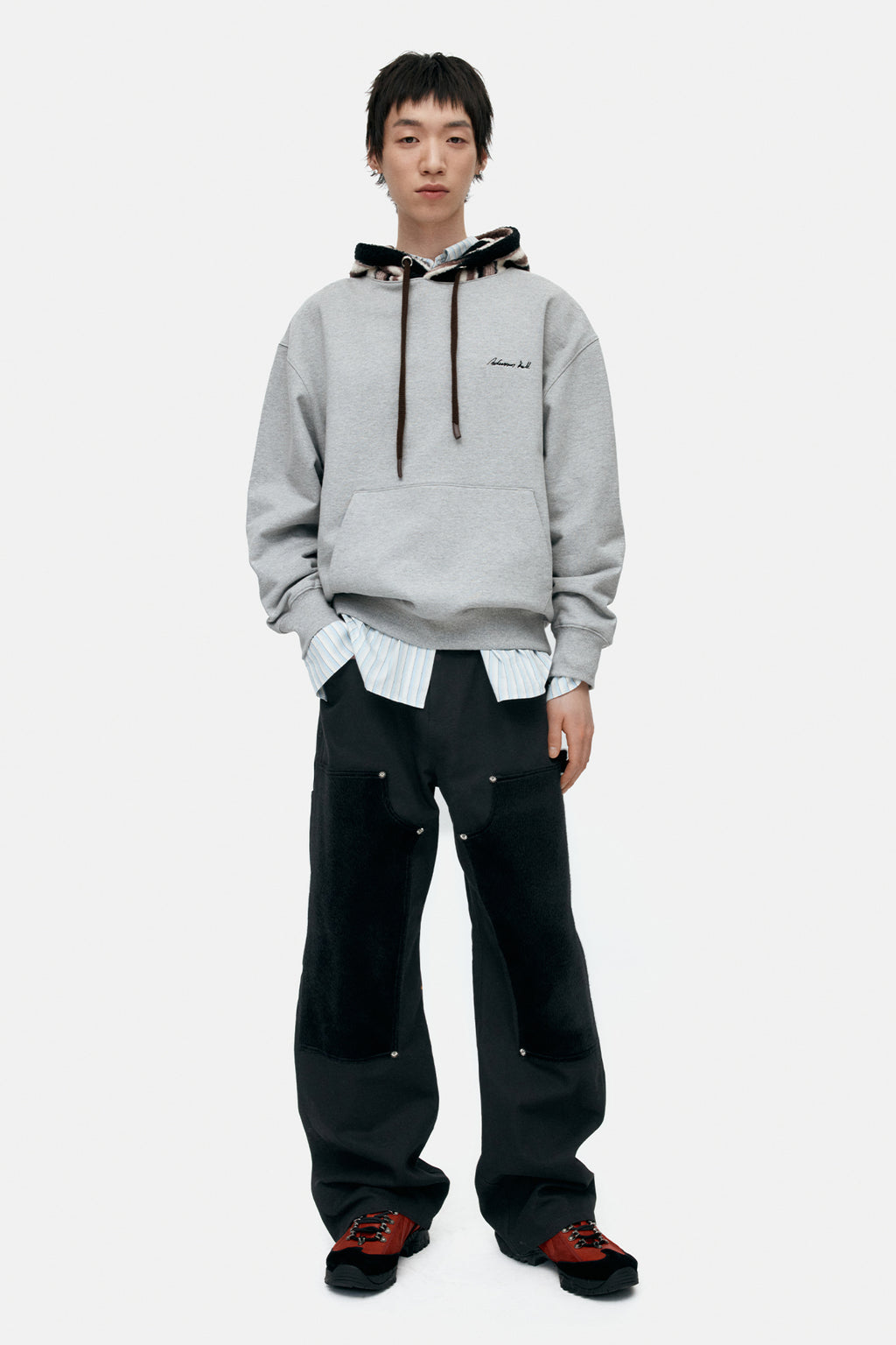 Andersson Bell - Faux Pony Hair Leather Carpenter Wide-Leg Jeans (Black) product image 2 | TRAB K-Fashion Australia