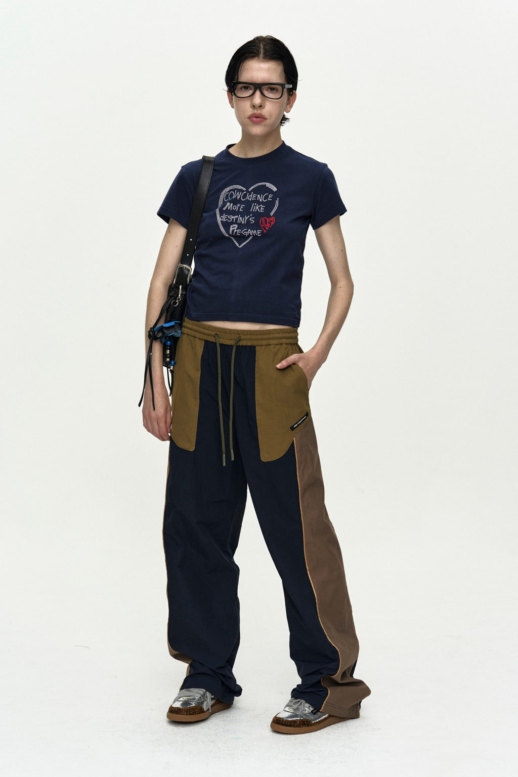 Andersson Bell - Unisex Color Block Nylon Track Pants (Navy/Khaki) product image 4 | TRAB K-Fashion Australia