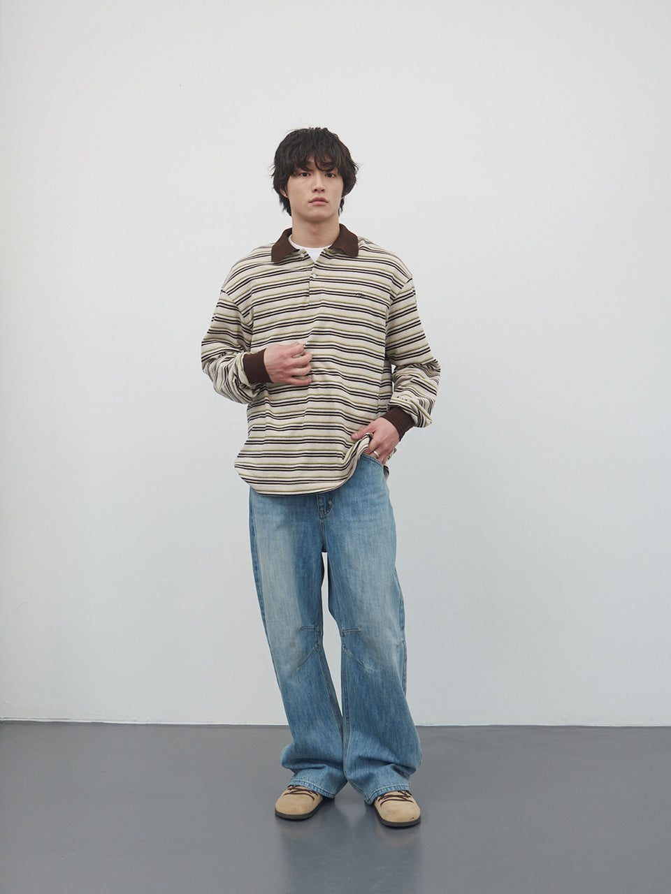 Kijun - Fresh Border Pique Polo (Brown) product image 6 | TRAB K-Fashion Australia