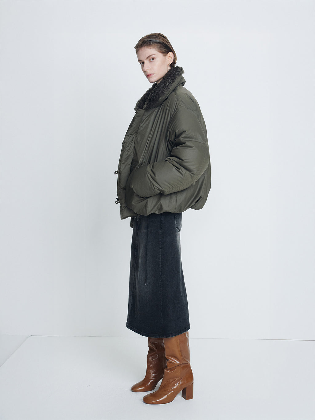 Tonywack - Shearling Collar Puffer Blouson (Olive) product image 1 | TRAB K-Fashion Australia
