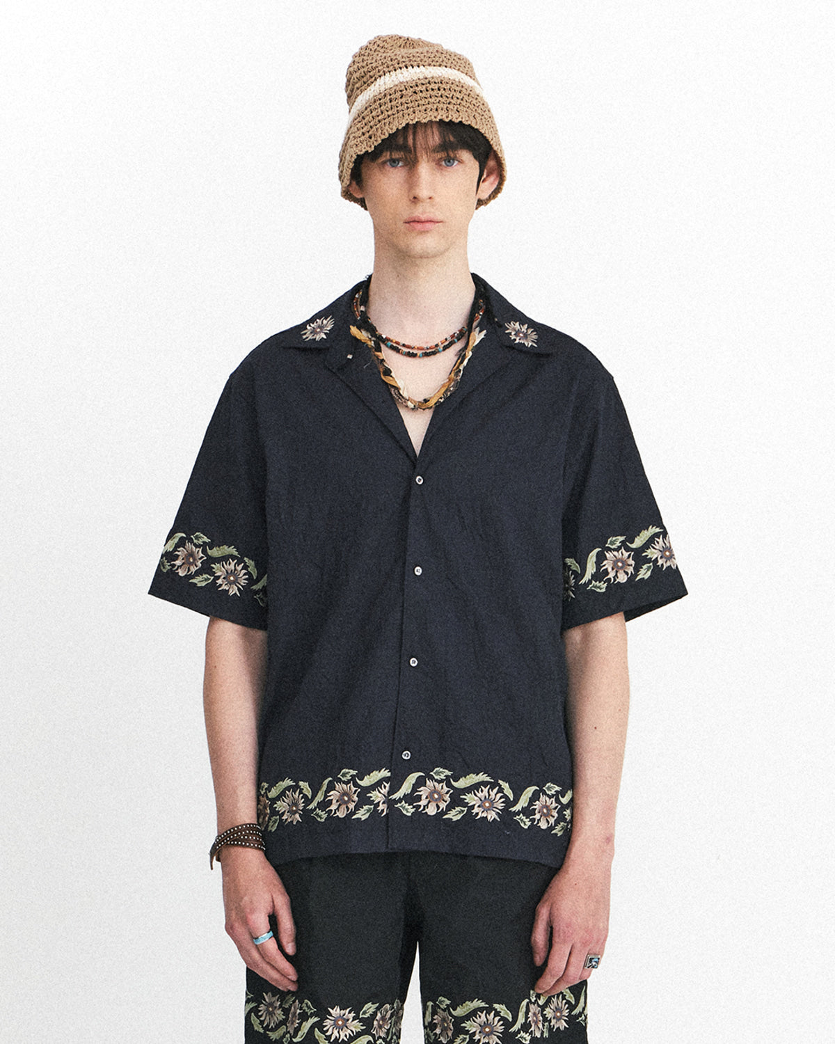Eastlogue - Breezy Embroidered Half Shirts (Crease Navy) product image 2 | TRAB K-Fashion Australia