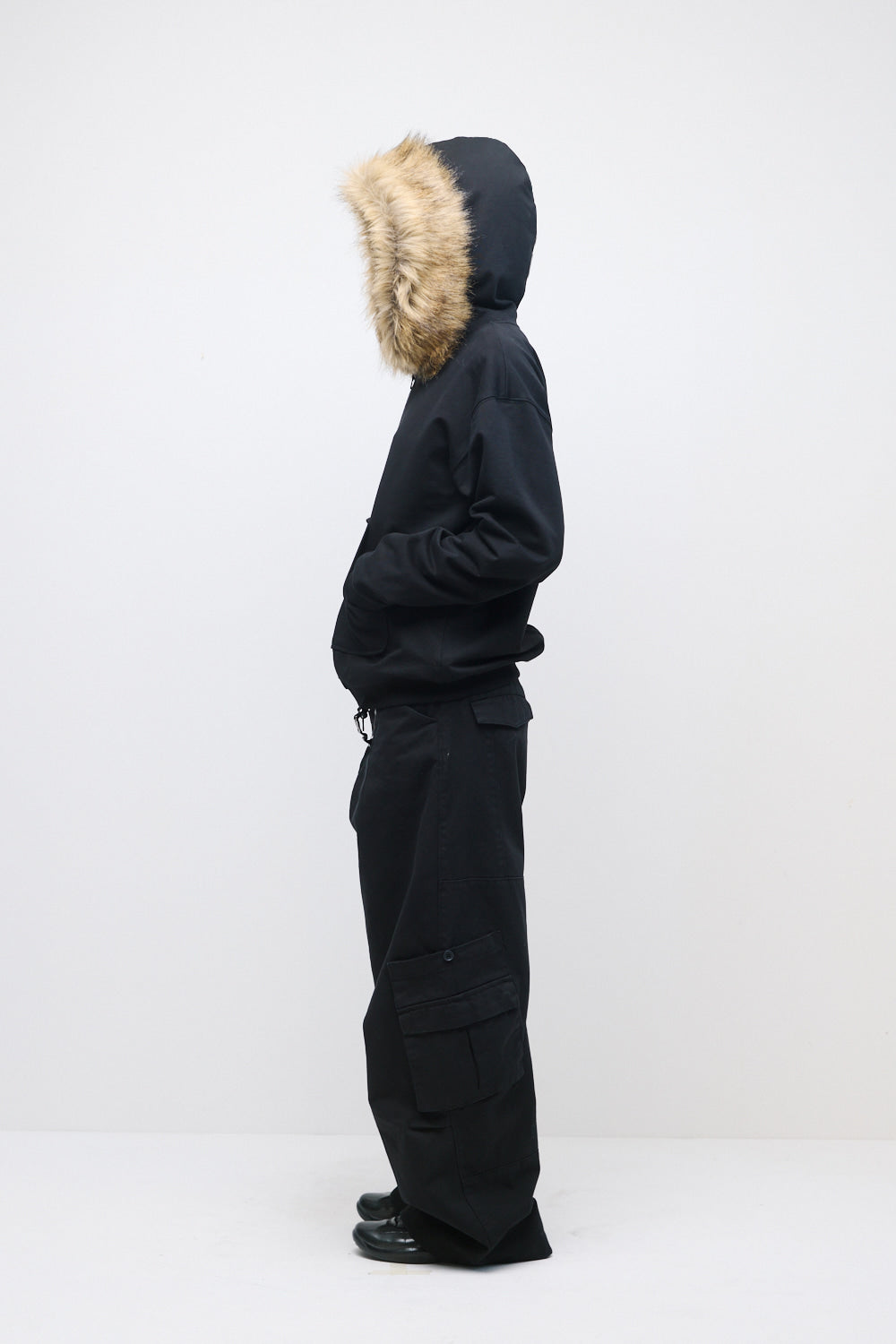 Hatchingroom - Reversible Faux Fur Hoodie (Black/Camo Khaki) product image 13 | TRAB K-Fashion Australia