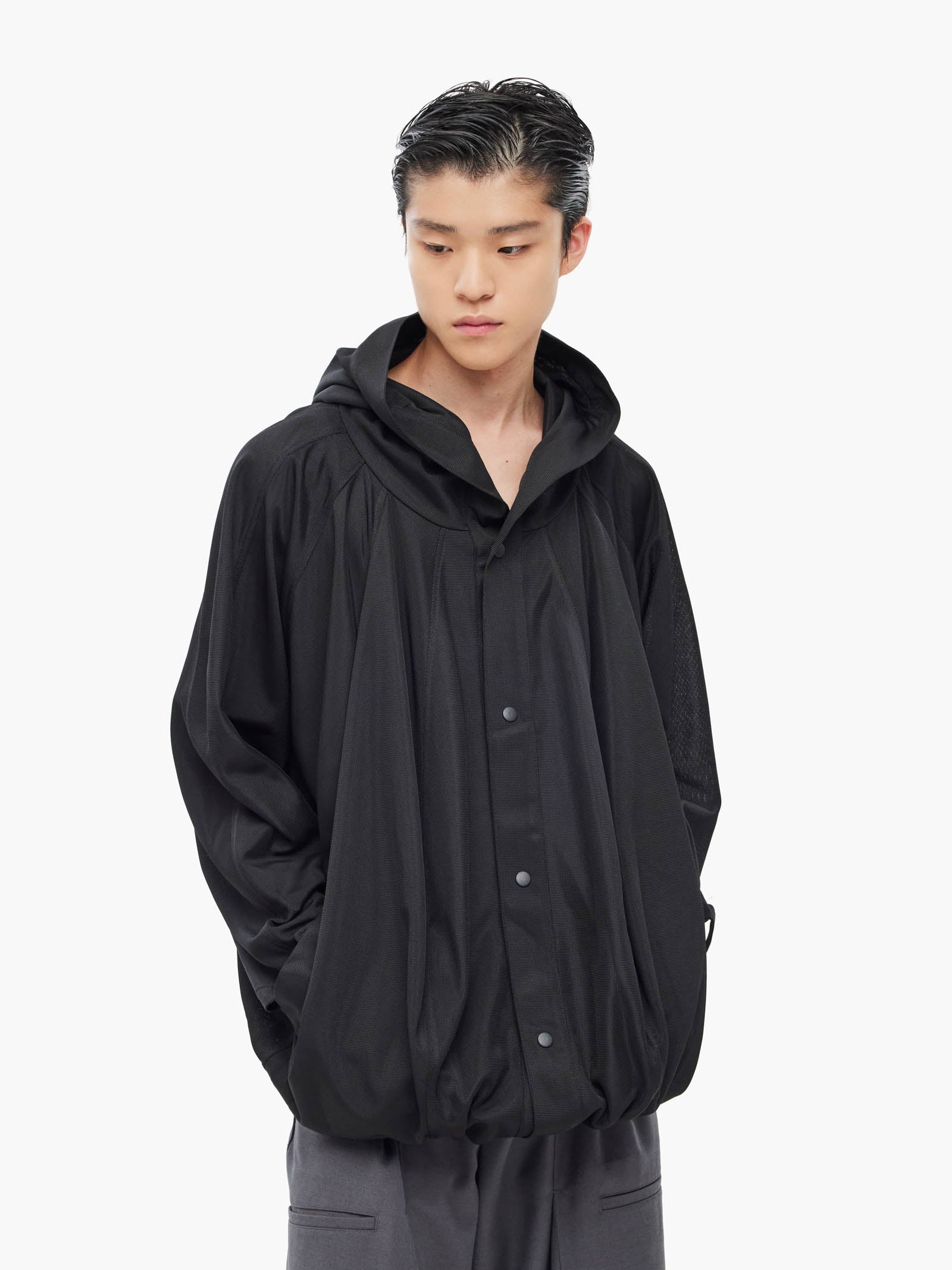 Jiyong Kim - Hooded Balloon Jacket (Black) product image 2 | TRAB K-Fashion Australia