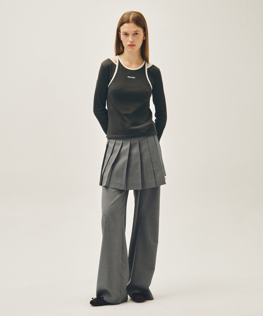 Marithe & Francois Girbaud - Layered Pleats Skirt Pants (Gray) product image 3 | TRAB K-Fashion Australia