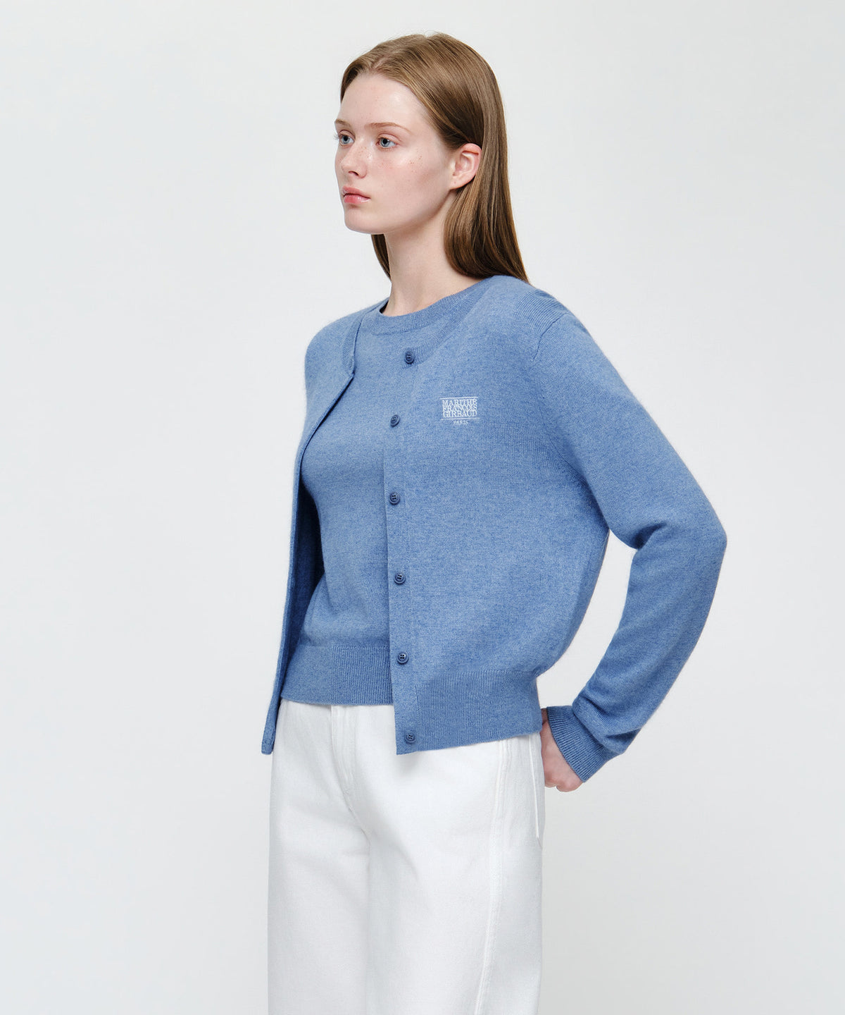 Marithe & Francois Girbaud - Small Classic Logo Round Neck Cardigan Set Up (Blue) product image 2 | TRAB K-Fashion Australia
