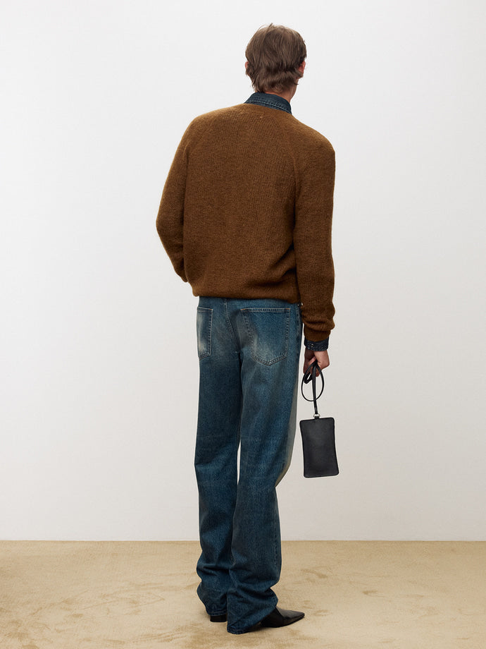 Tonywack - Wool And Mohair Ribbed Mesh Cardigan (Camel) product image 4 | TRAB K-Fashion Australia