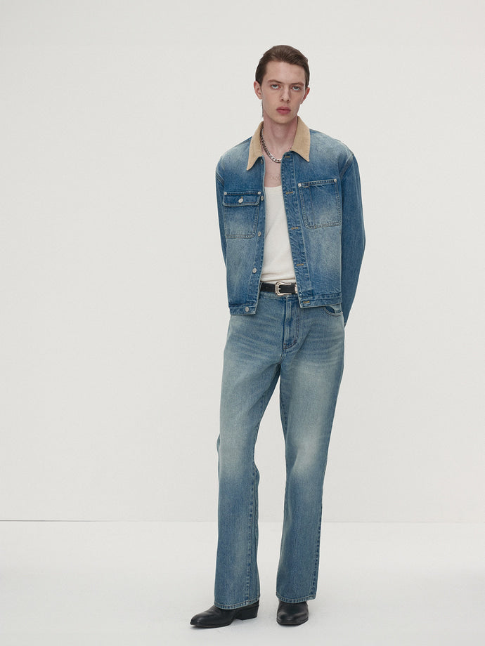 Tonywack - Corduroy Collar Denim Work Jacket (Washed Blue) product image 2 | TRAB K-Fashion Australia