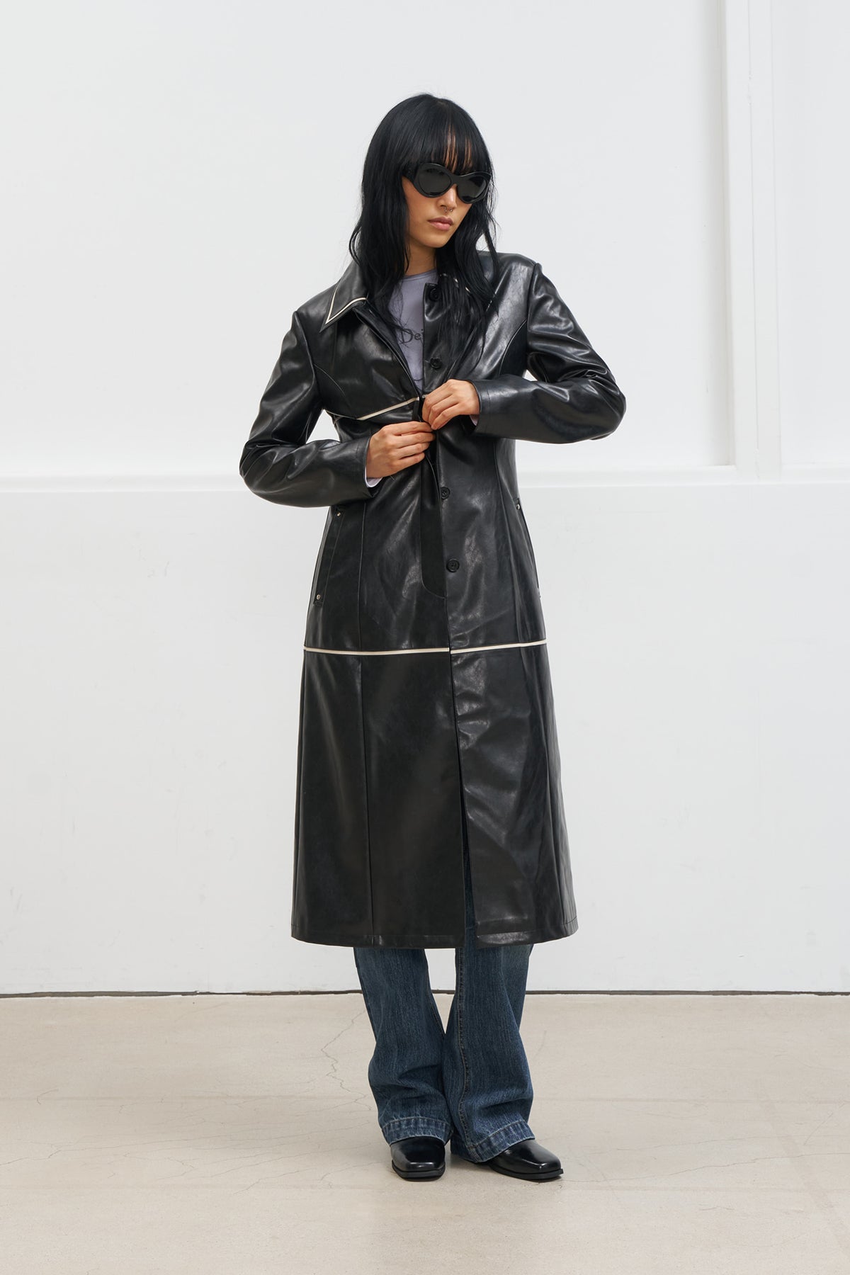 Deinet - Faux Leather Contrast Jacket (Black) product image 4 | TRAB K-Fashion Australia