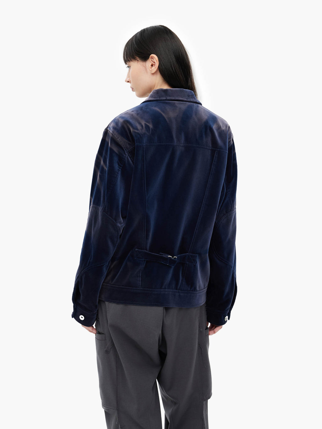Jiyong Kim - Sun-Bleached Velvet Trucker Jacket (Blue) product image 7 | TRAB K-Fashion Australia