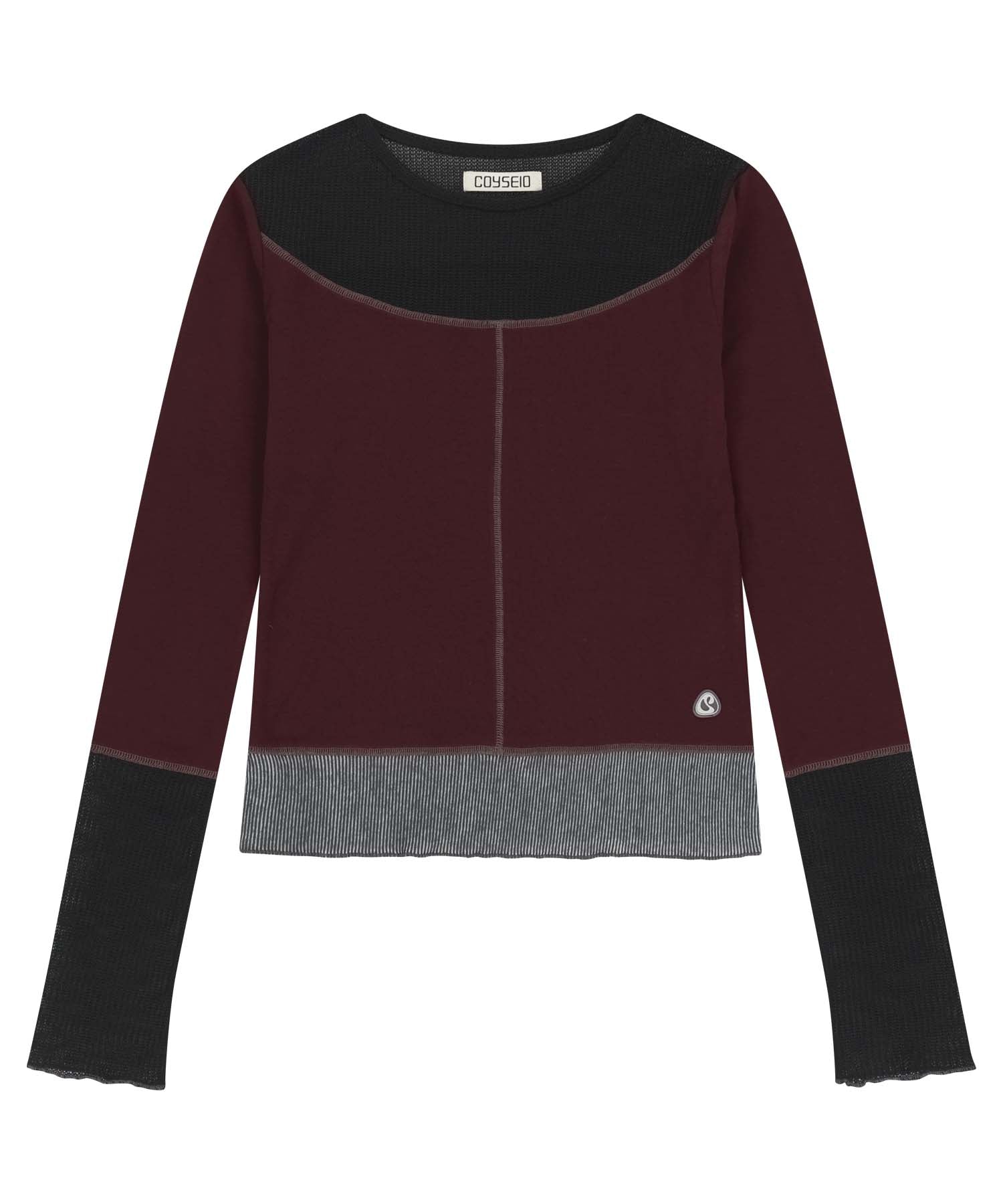 Coyseio - Net Stitch Longsleeves (Plum Red) product image 1 | TRAB K-Fashion Australia