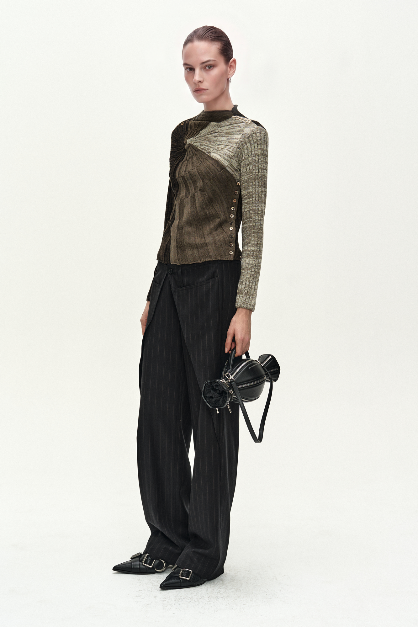 Andersson Bell - Stripe Wrap Pants (black) (Black) product image 2 | TRAB K-Fashion Australia