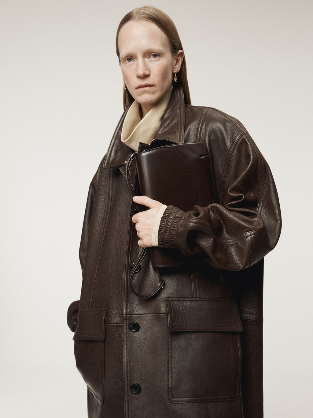 Recto - Oversized Leather Coat (Dark Brown) product image 9 | TRAB K-Fashion Australia