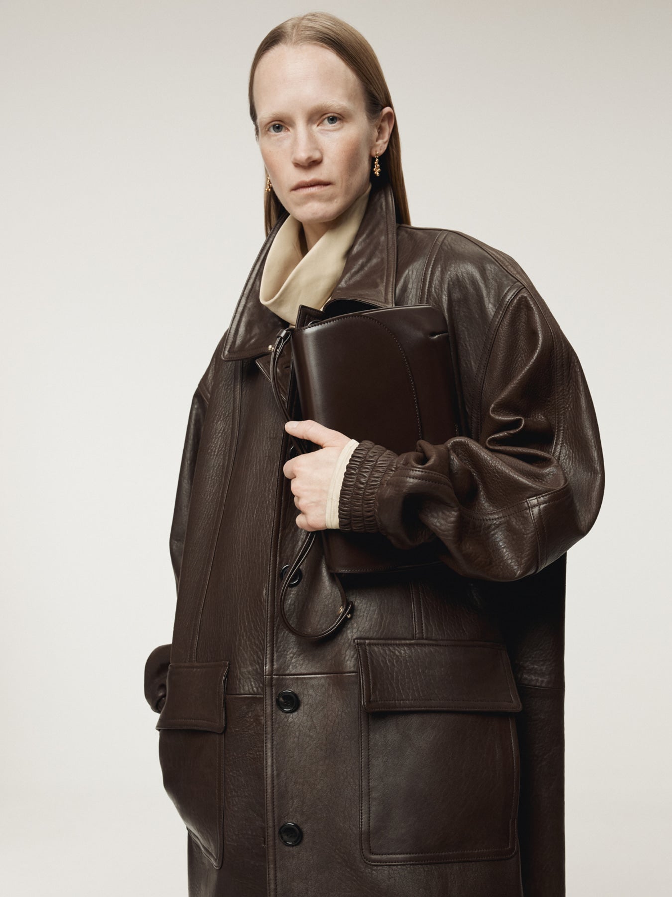 Recto - Oversized Leather Coat (Dark Brown) product image 9 | TRAB K-Fashion Australia