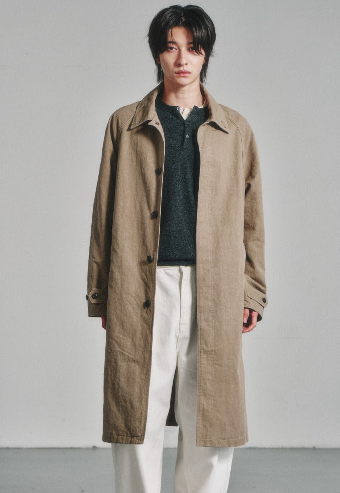 Art if acts - Garment Washed Bal Collar Coat (Cave) product image 1 | TRAB K-Fashion Australia