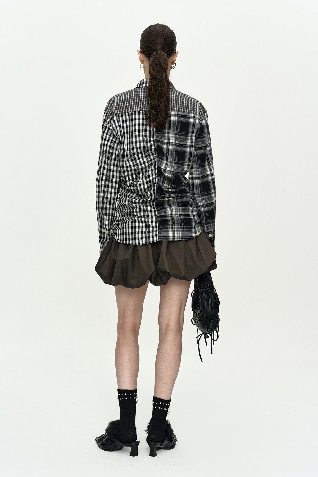Andersson Bell - Shirred Check Shirt (Black) product image 4 | TRAB K-Fashion Australia
