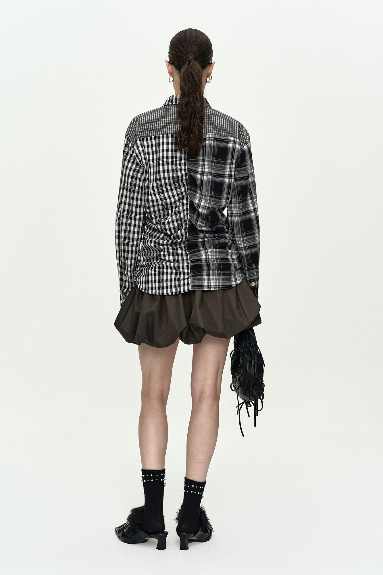 Andersson Bell - Shirred Check Shirt (Black) product image 4 | TRAB K-Fashion Australia