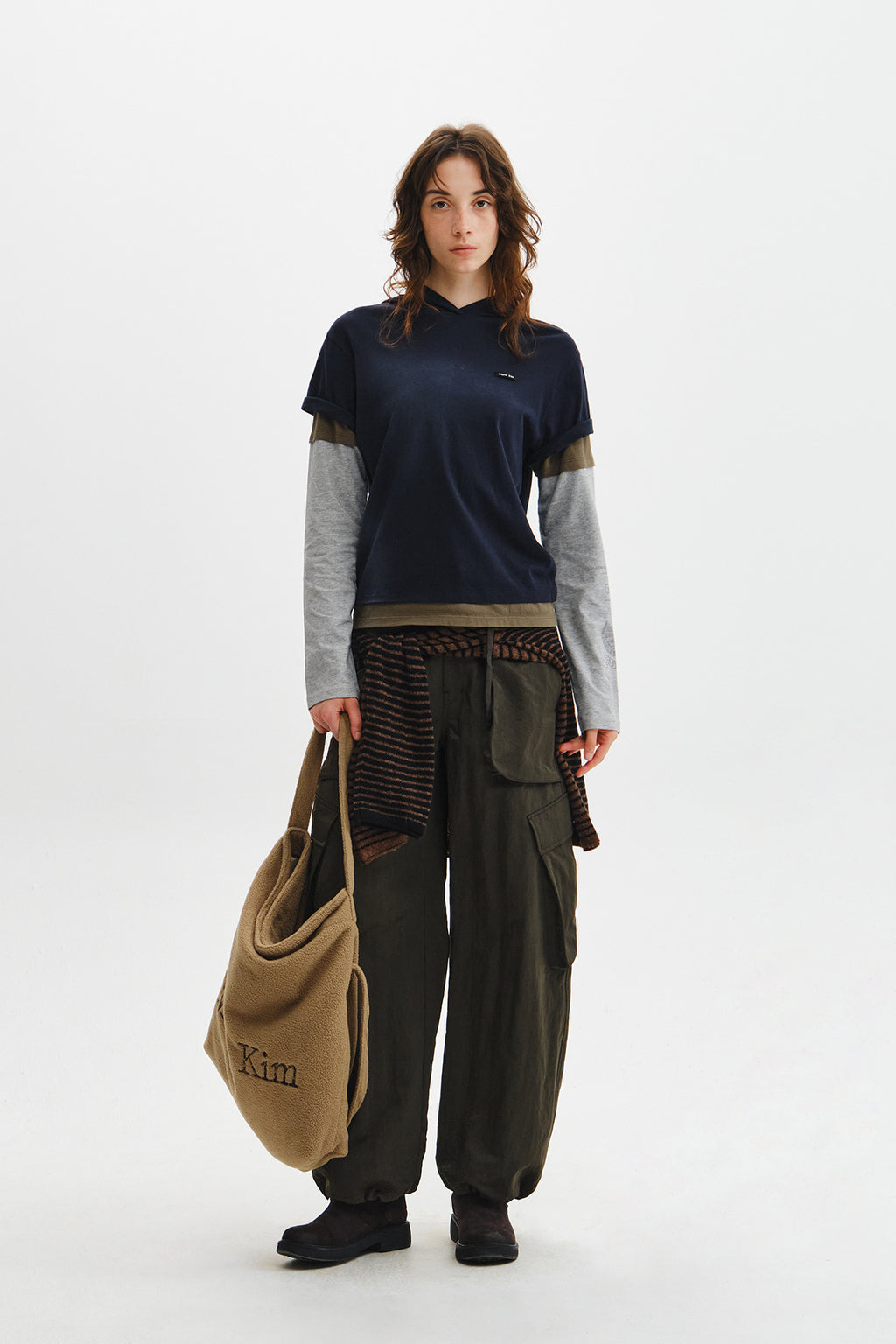 Matin Kim - Dust Washed Layered Hood Top (Navy) product image 10 | TRAB K-Fashion Australia